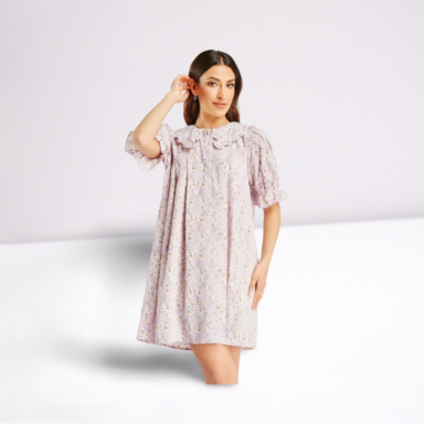 Collared Floral Short Sleeve Dress