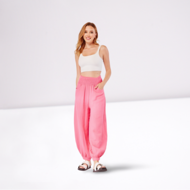 Elasticated Waist Cotton Trousers