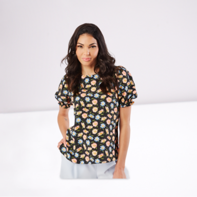 Floral Short Fitted Sleeve Top