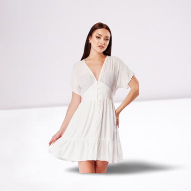 Mini White V-Neck Dress
