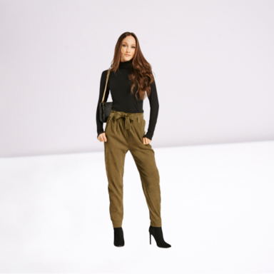 Paperbag Textured Trousers