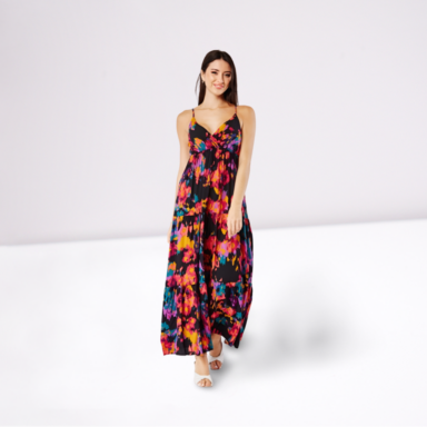Printed Tiered Maxi Wrap Dress