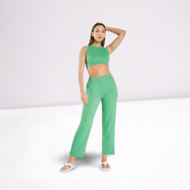 Ribbed Crop Top And Bottoms Set