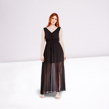 Rope Belted Sheer Maxi Dress