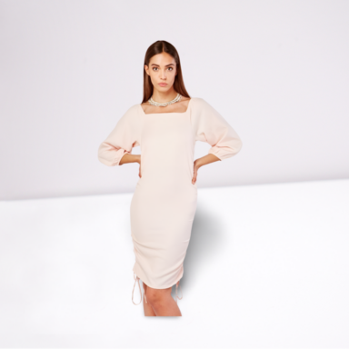 Square Neck Ruched Bodycon Dress