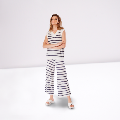 Striped Knit Top And Trousers Set