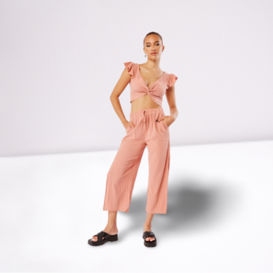 Twisted Crop Top And Trousers Set