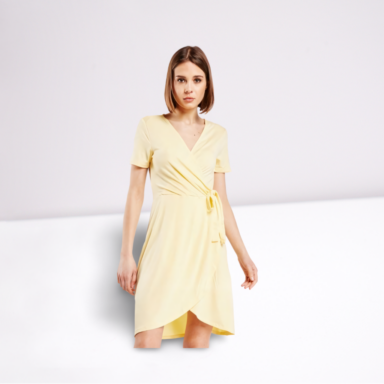 Yellow Jersey Wrap Dress