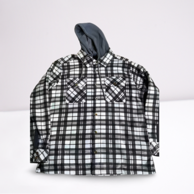 Mens Plaid Faux Fur Lined hoodie