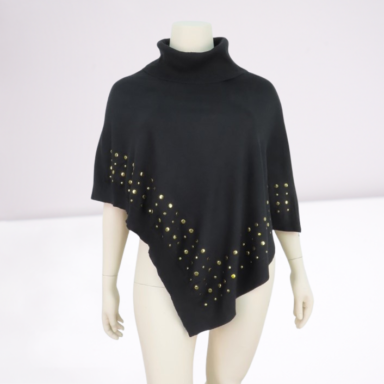 Ladies Plus Knitted Studed Poncho